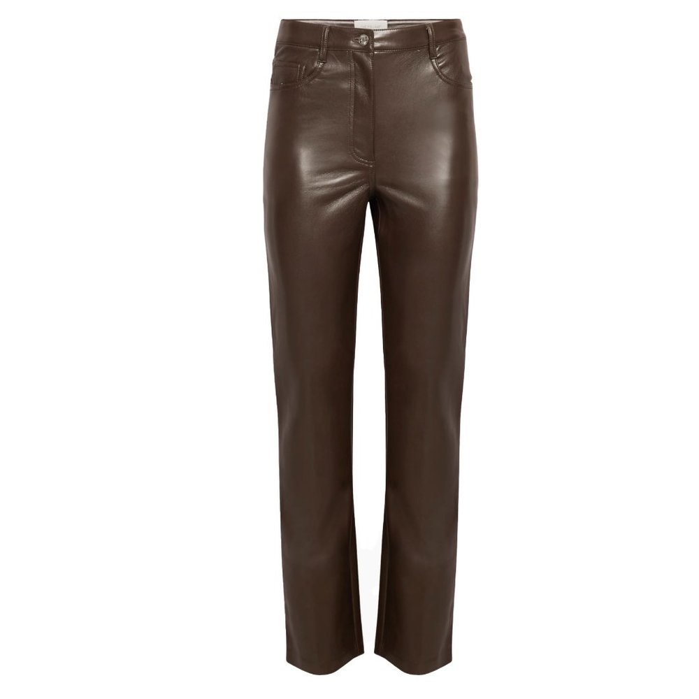 The Melina Pant High-waisted Vegan Leather Pants Rich Mocha Brown